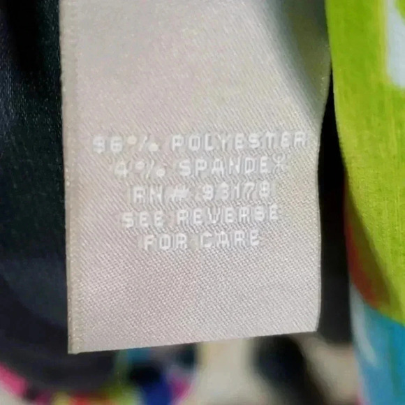 Joan Vass Women's Vibrant Multicolored Floral 3/4 Sleeve VNeck Popover Top Large - Picture 5 of 7